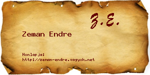 Zeman Endre névjegykártya
